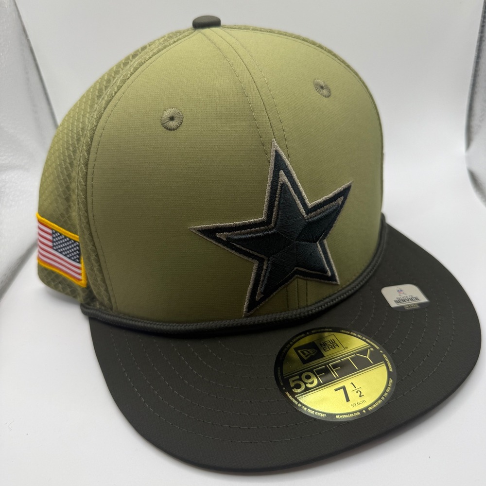 New Era 59FIFTY Dallas Cowboys Salute to Service Hat Olive Green Fitted 7 1/2